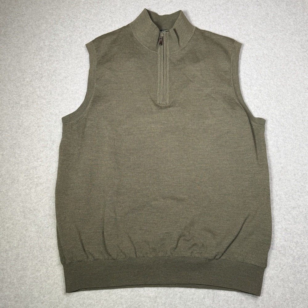 Fairway & Greene Signature Men's XL Lined Italian Merino Wool 1/4 Zip Golf Vest